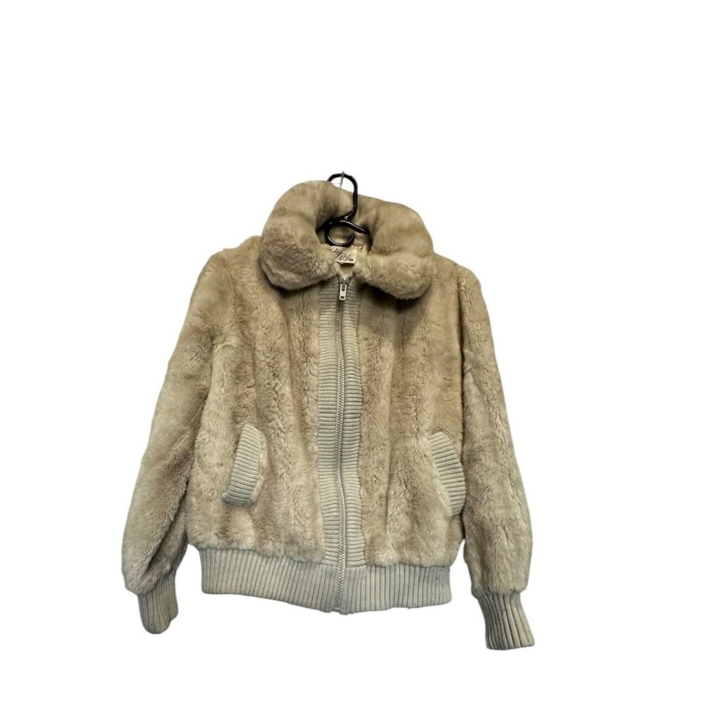Vintage Adolph Schuman Lilli Ann Women’s Lg Faux Fur Coat Bomber Jacket Full Zip